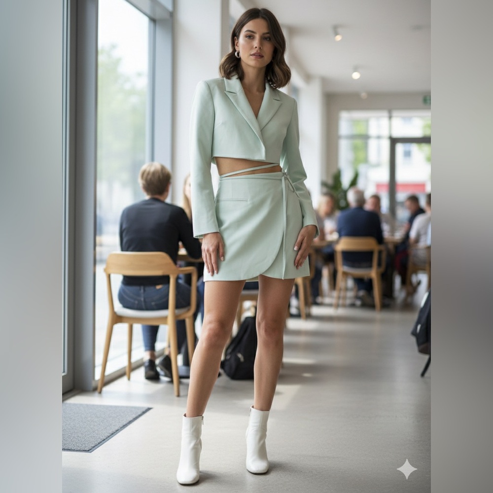 Zara Mint Green Women's Skirt and Jacket